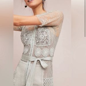 Anthropologie Gray Tie Front Bustier Sheath Dress